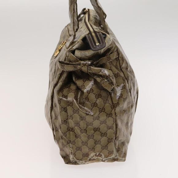 GUCCI GG Crystal Hand Bag Coated Canvas Beige Gold - Picture 4 of 12